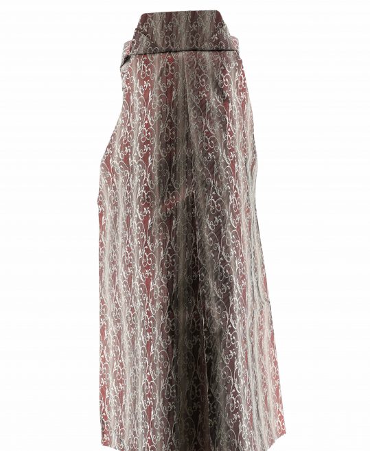 男性用袴単品レンタル(成人式・結婚式・卒業式)赤ストライプ・銀の唐草[身長170cm]No.156